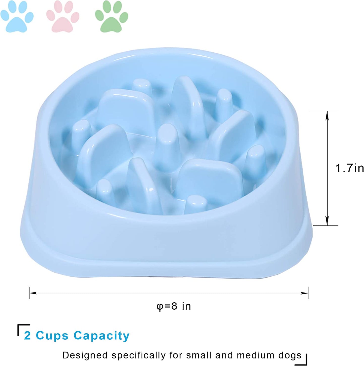 Anti-Slip Slow Feeder Dog Bowl: Interactive Puzzle Design for Small to Medium Dogs (15-50 lbs) - Prevents Bloating & Choking