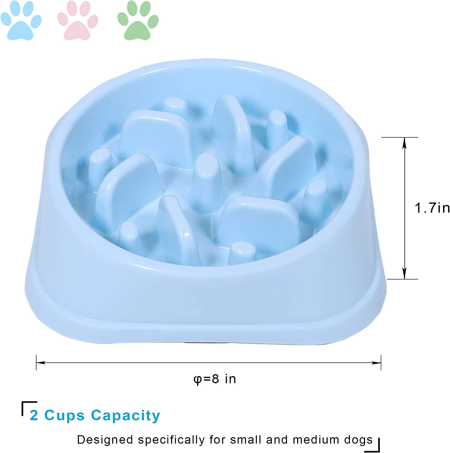 Anti-Slip Slow Feeder Dog Bowl: Interactive Puzzle Design for Small to Medium Dogs (15-50 lbs) - Prevents Bloating & Choking