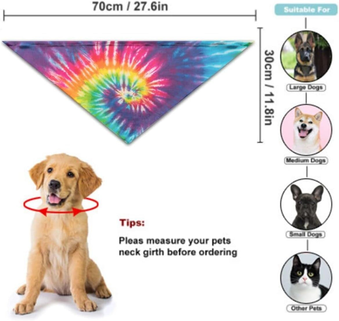 Colorful Tie Dye Dog Bandana: Stylish Pet Accessory