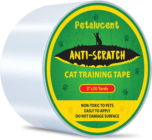 Double-Sided Clear Cat Scratch Tape: 3''X30 Yards - Protect Furniture, Carpet, Sofa, Couch, Doors - Anti-Scratch Deterrent Training Solution