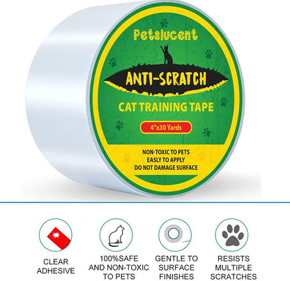 Double-Sided Clear Cat Scratch Tape: 3''X30 Yards - Protect Furniture, Carpet, Sofa, Couch, Doors - Anti-Scratch Deterrent Training Solution