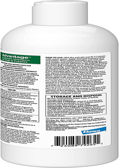 Flea and Tick Treatment Shampoo for Dogs and Puppies, 12 Oz