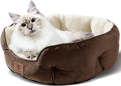 Compact Pet Bed: Soft & Washable, Anti-Slip, Water-Resistant Base, 20" Brown