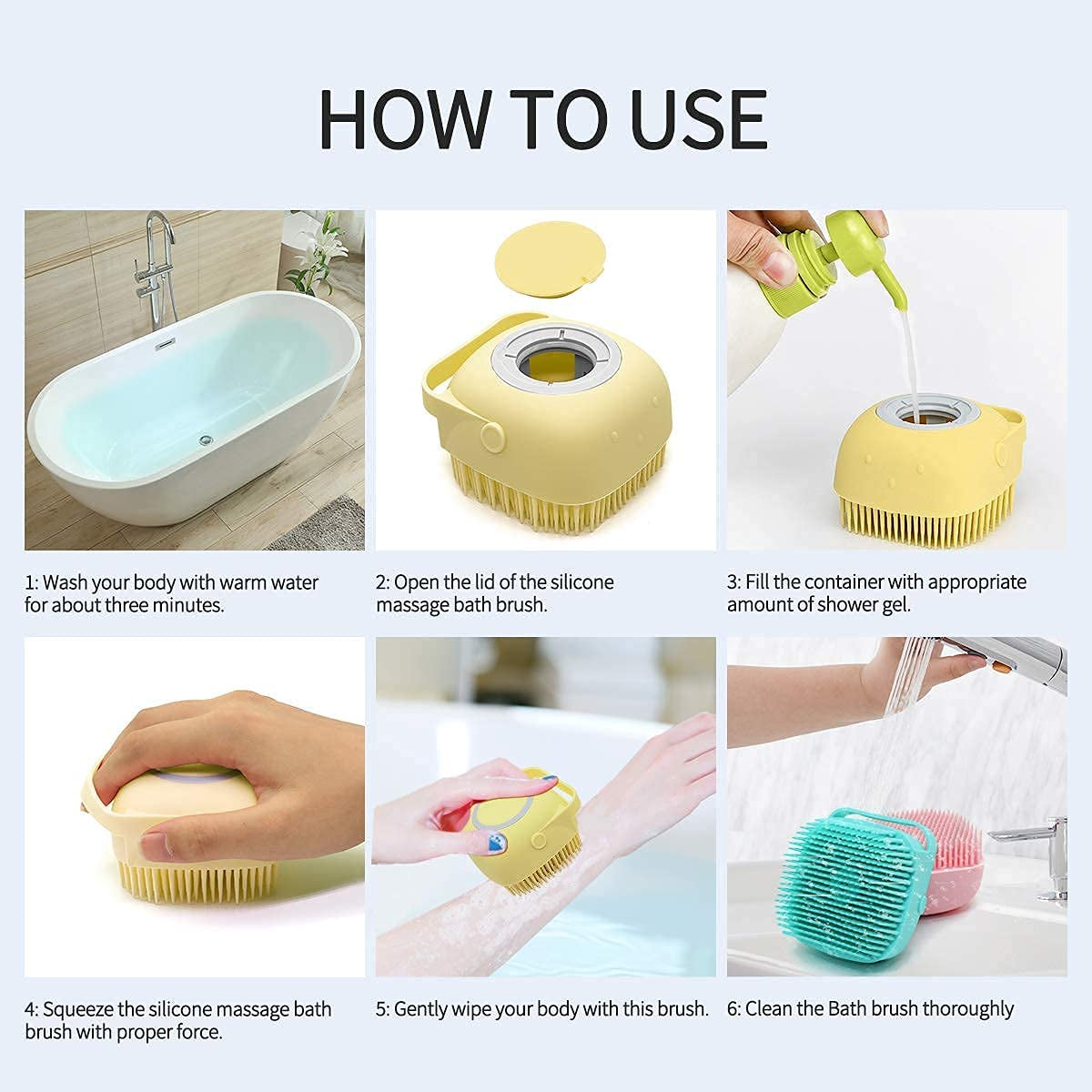 Silicone Dog Bath Brush: Massage Soft Brush for Cats, Pet Shampoo Dispenser