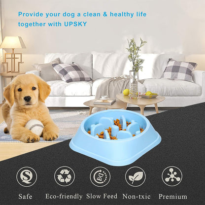 Anti-Slip Slow Feeder Dog Bowl: Interactive Puzzle Design for Small to Medium Dogs (15-50 lbs) - Prevents Bloating & Choking