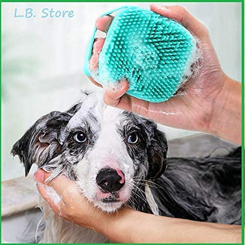 Silicone Dog Bath Brush: Massage Soft Brush for Cats, Pet Shampoo Dispenser