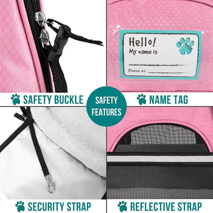 Airline-Approved Soft Pet Carrier: Perfect for Cats & Small Dogs | Ventilated Travel Bag for Indoor Pets - Pink (Medium to Large)