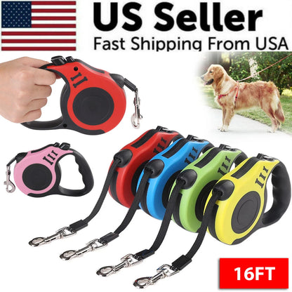 16.5FT Automatic Retractable Dog Leash | Pet Collar Walking Lead | Tangle-Free Design