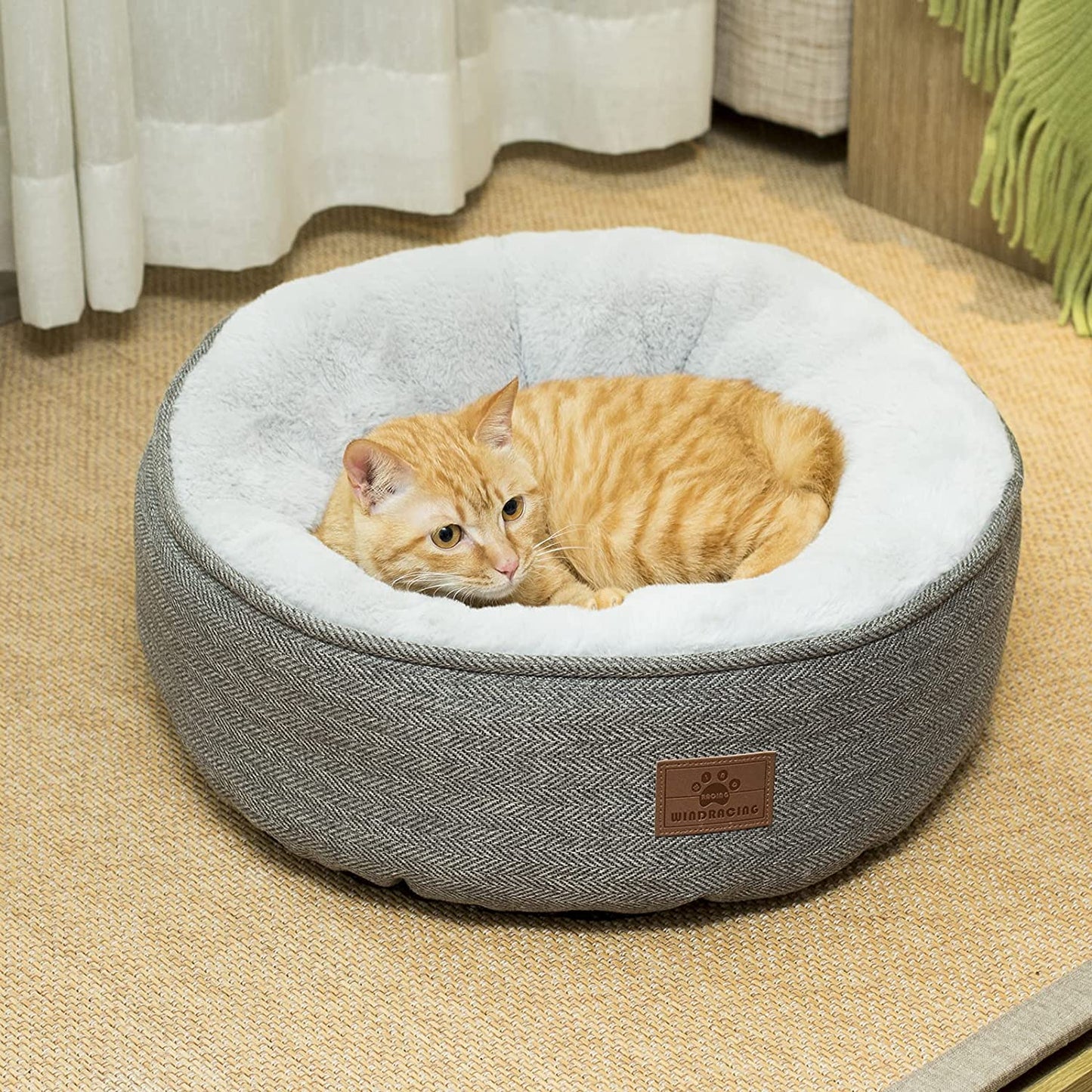 Cat Beds for Indoor Cats,Small Dog Bed,Cuddler Dog Beds,Calming Dog Bed Donut,Soft Anxiety Cozy Pet Beds,Puppy Bed for Small/Medium Dogs Washable Roun