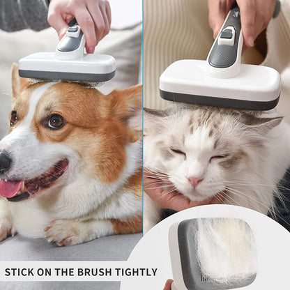 Self Cleaning Slicker Brush for Dogs - Pet Grooming Brush for Shedding, Dog Brush for Long and Short Hair to Removes Tangles and Loose Hair, the Pet Hair Brush Suitable for Cats and Dogs (Gray)